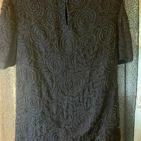 Vintage Black Beaded Top Size Medium - Picture 2 of 4